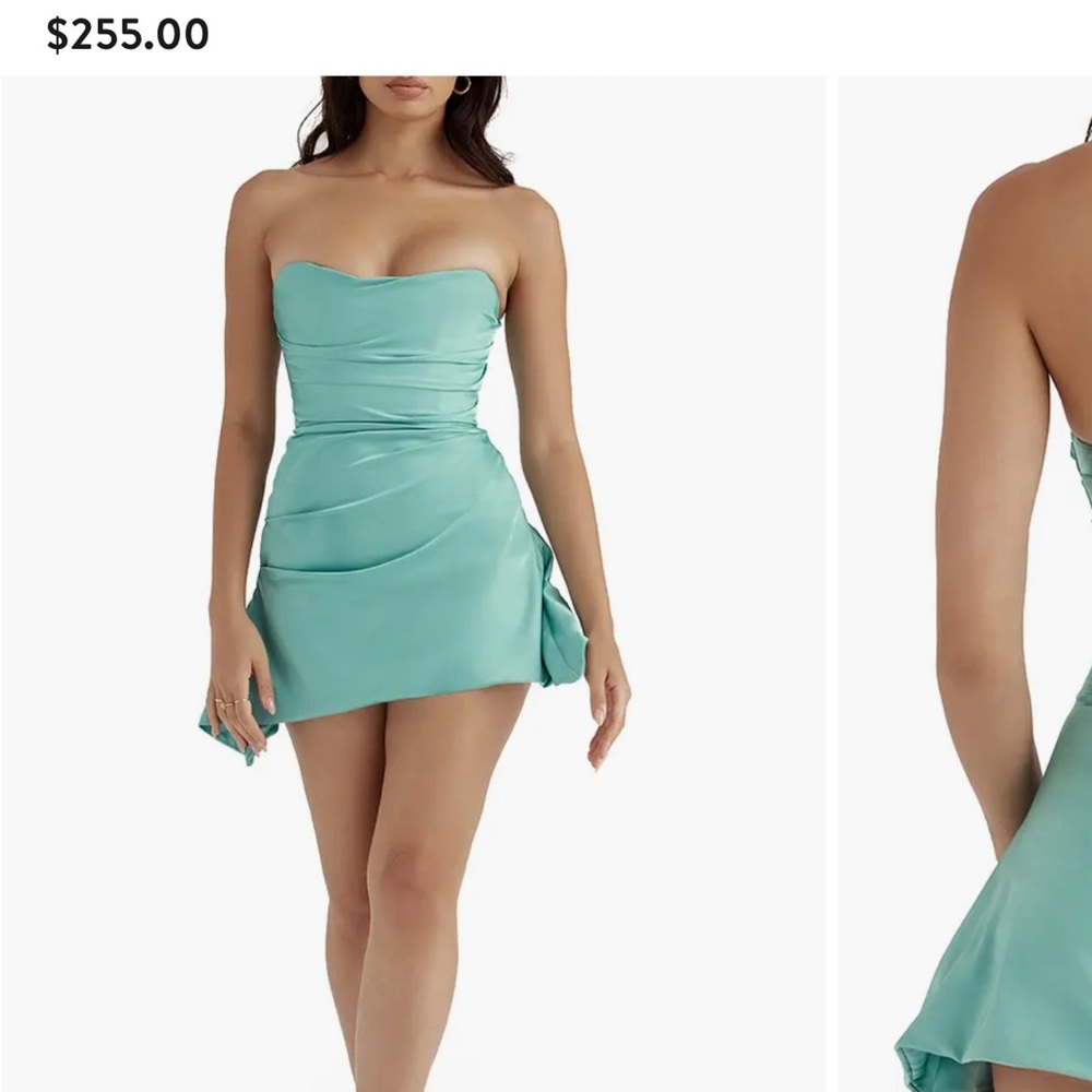 House of CB Strapless Aqua Dress
